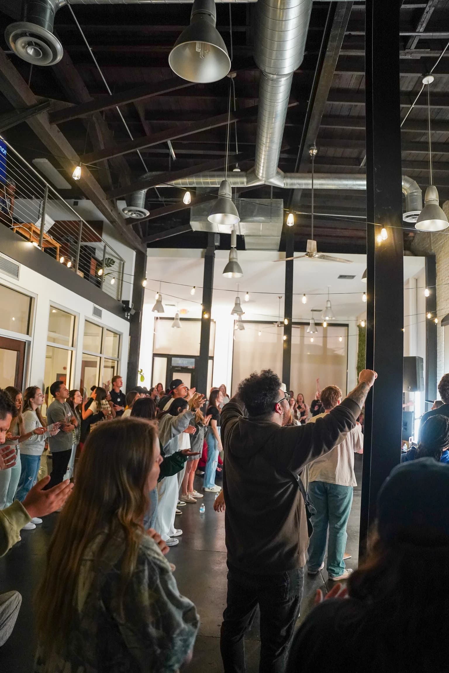 Worship with hands raised