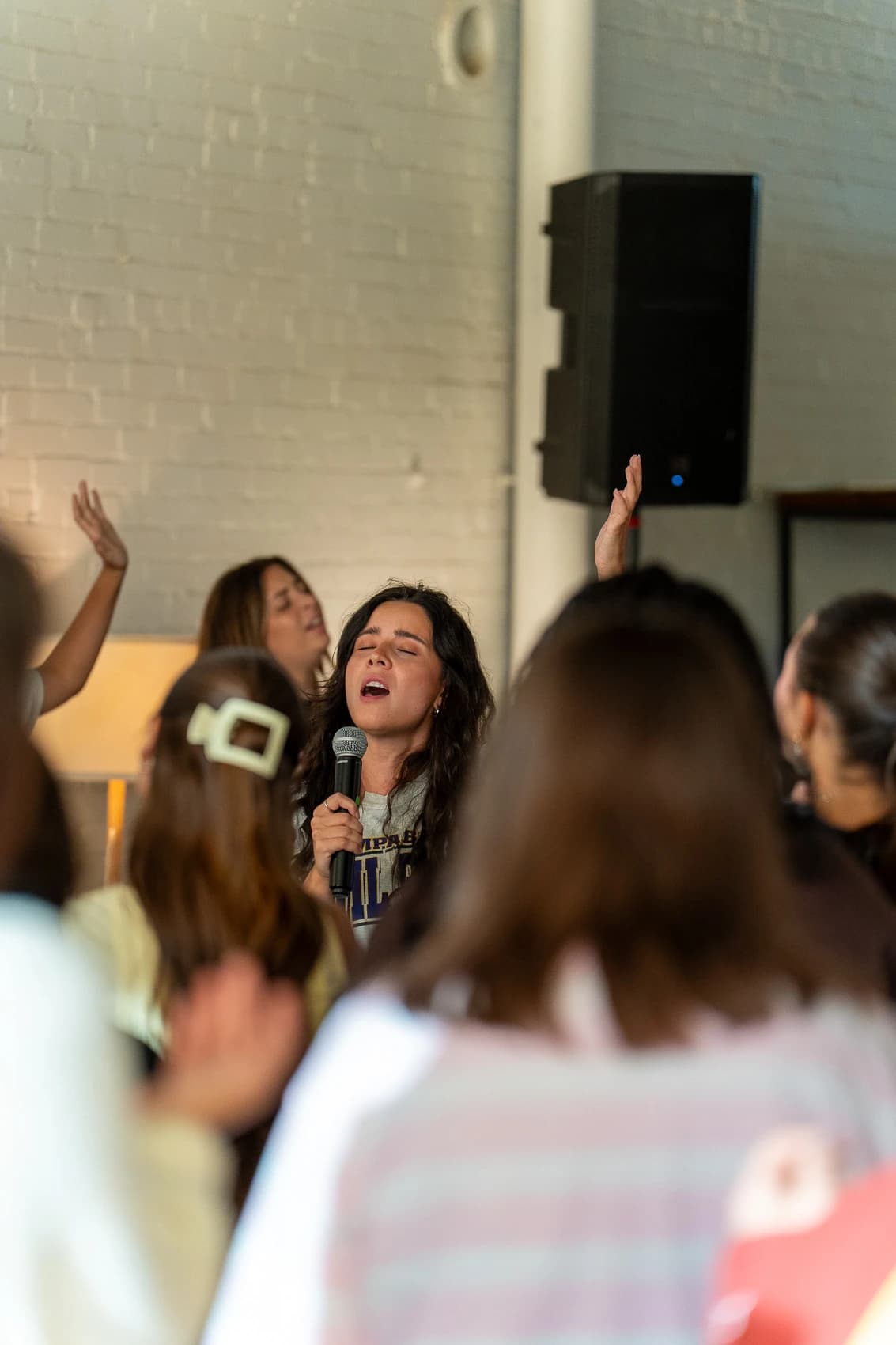 Worship leader singing