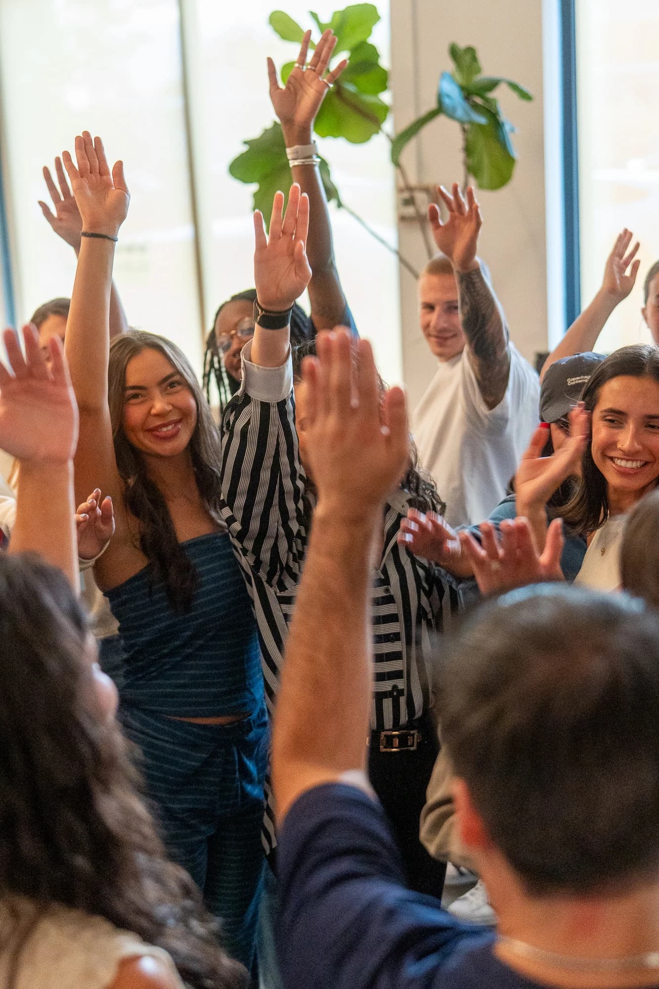 Young adults celebrating together